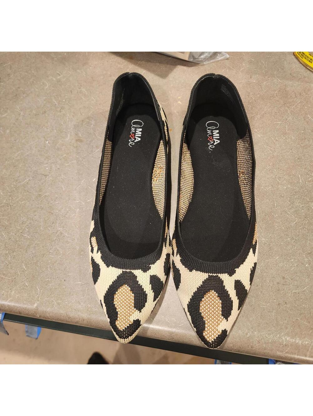 MIA Leopard Print Knit Pointed Toe Ballet Flats Women's Size 10 Like New